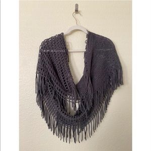 Grey Boho Fringe Shaw Scarf